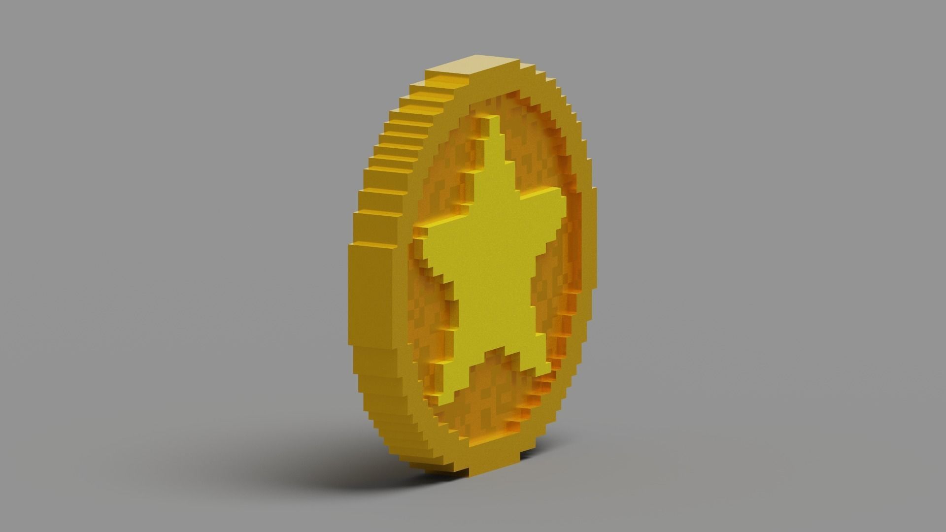 Voxel Star Coin Low-poly 3D model_10