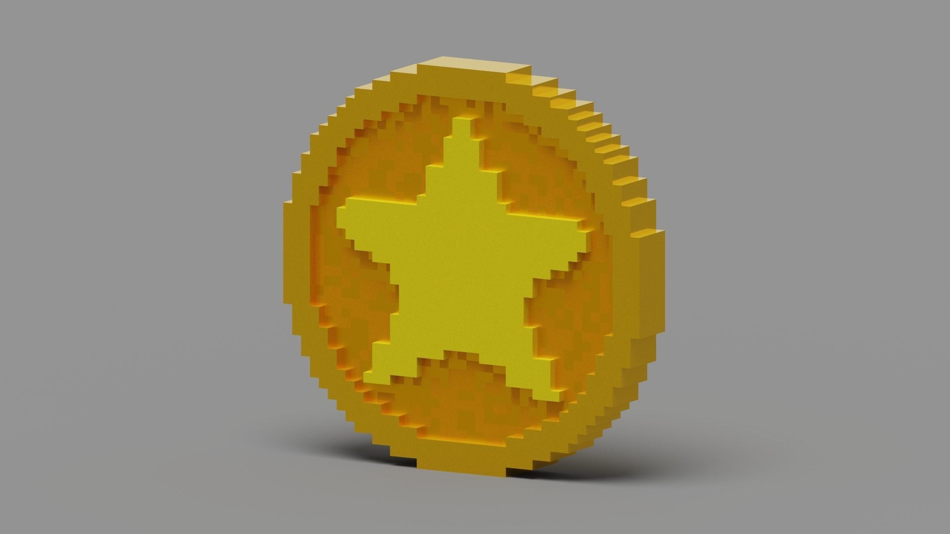 Voxel Star Coin Low-poly 3D model_6