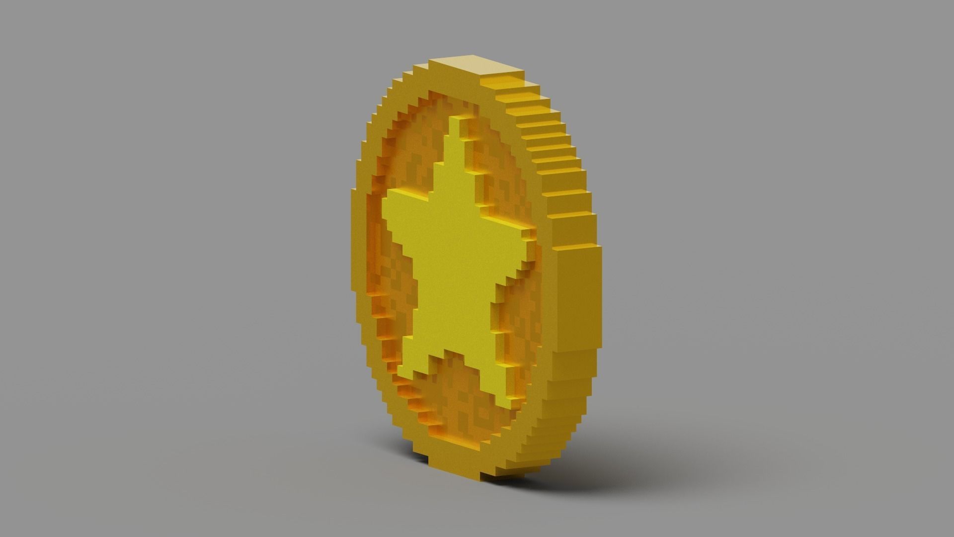 Voxel Star Coin Low-poly 3D model_4