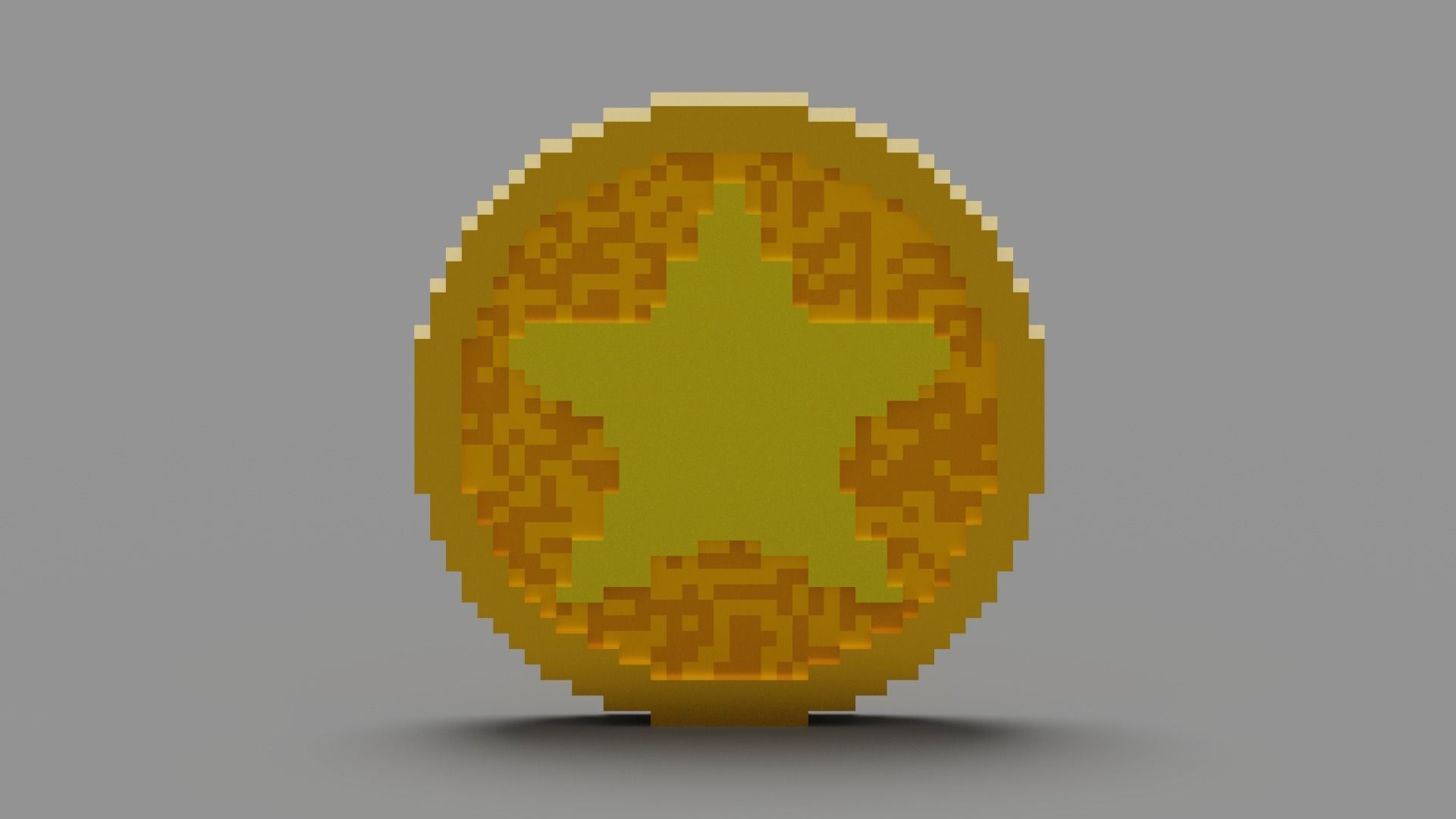 Voxel Star Coin Low-poly 3D model_9