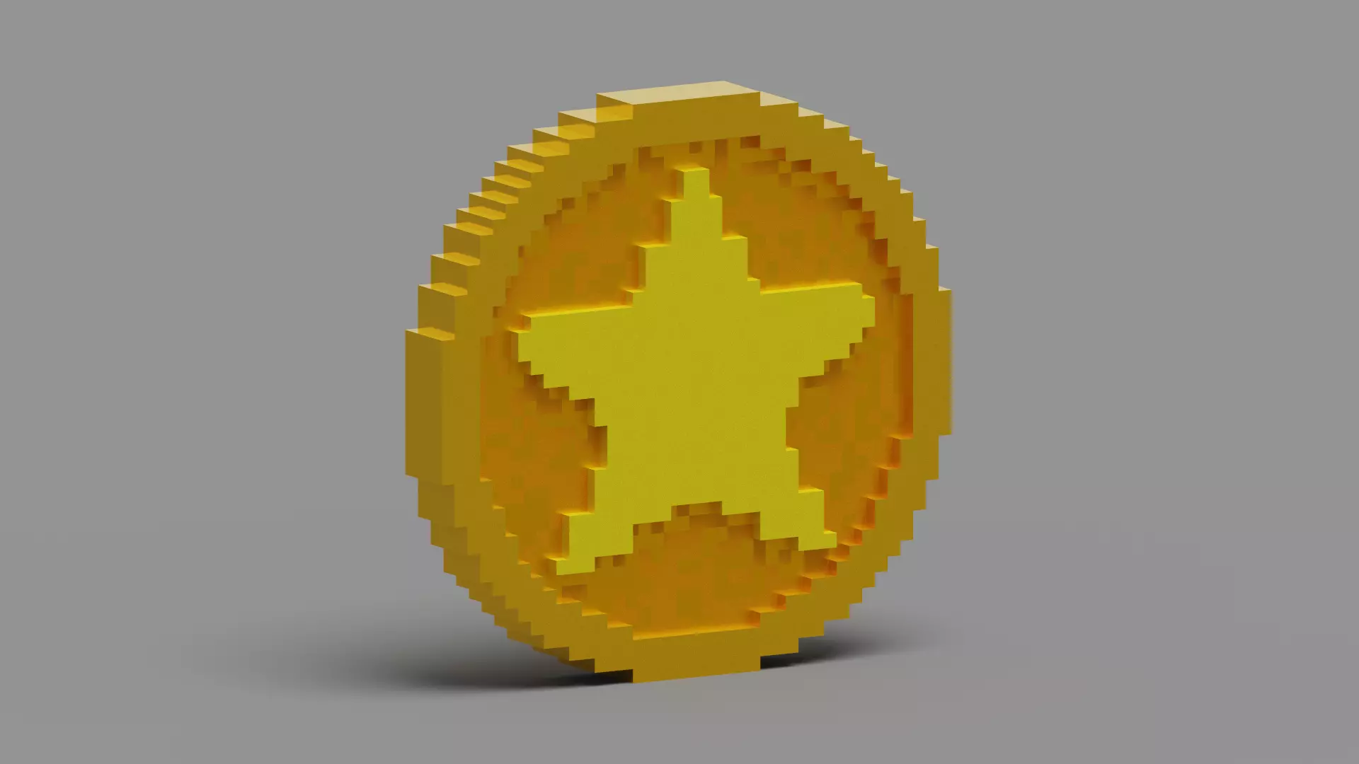 Voxel Star Coin Low-poly 3D model_0