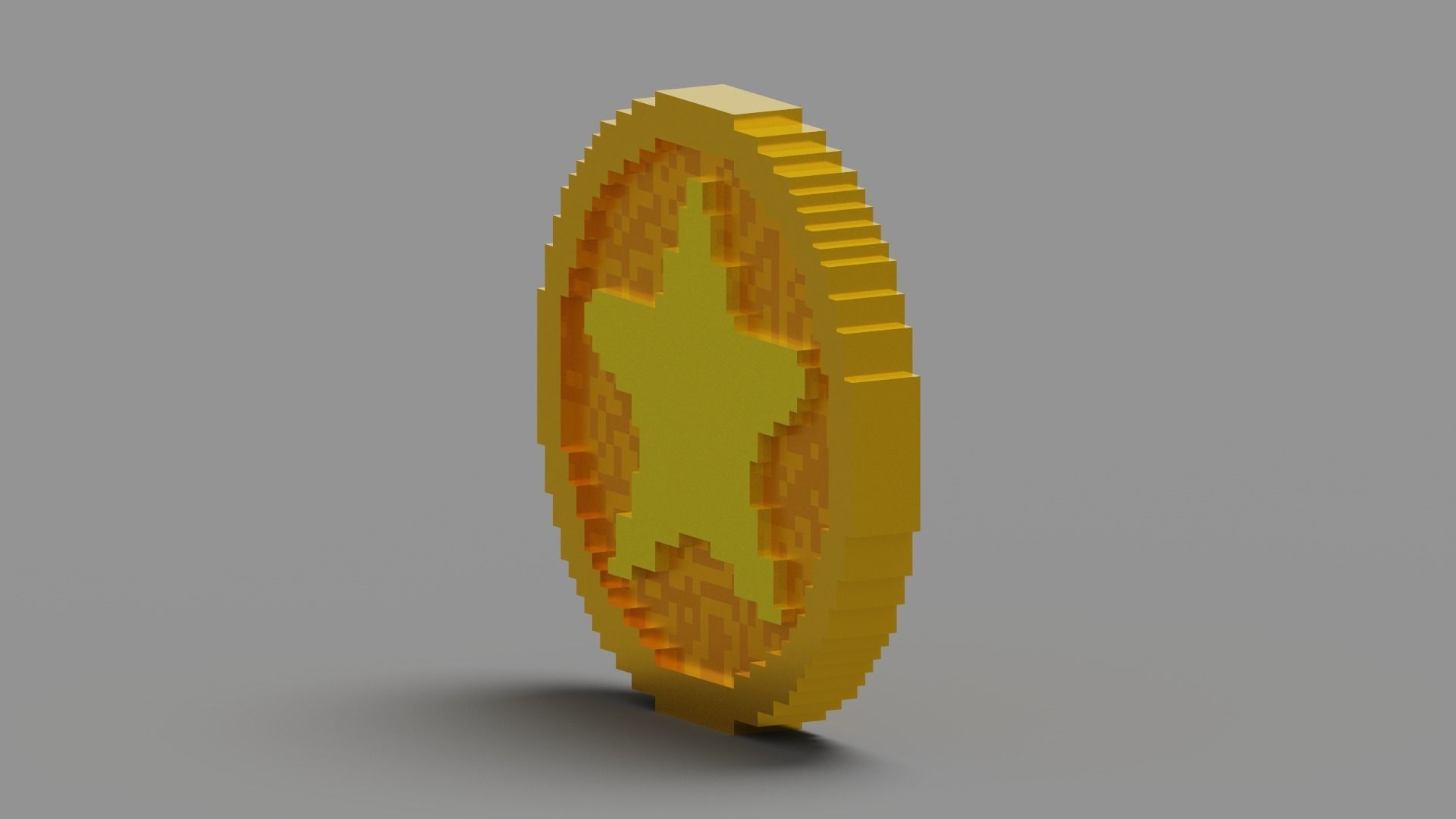Voxel Star Coin Low-poly 3D model_8