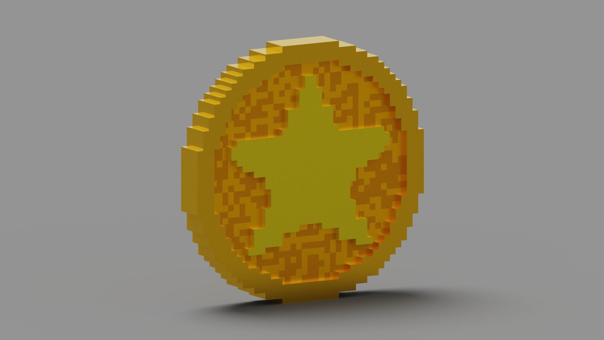 Voxel Star Coin Low-poly 3D model_5