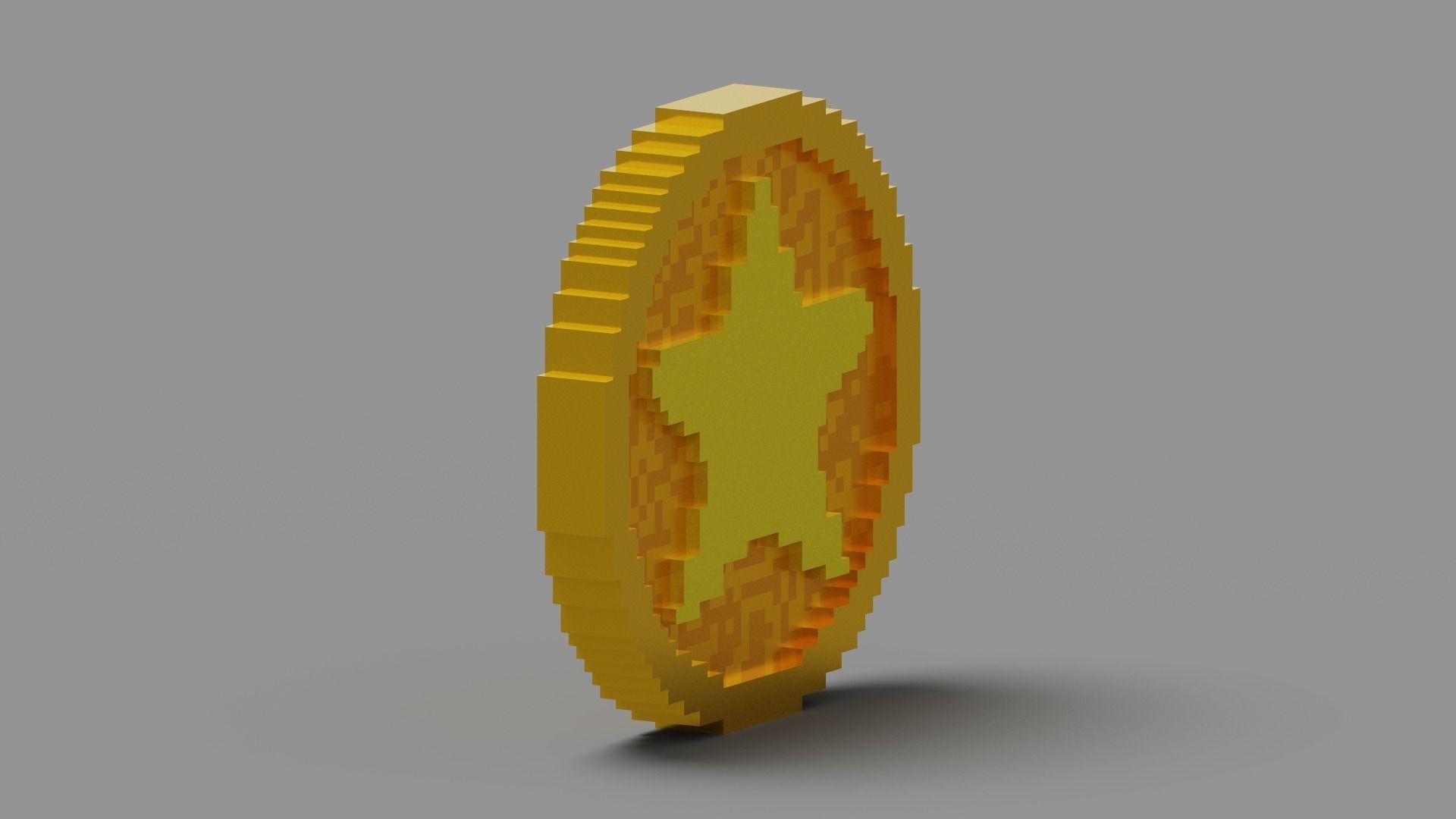 Voxel Star Coin Low-poly 3D model_2