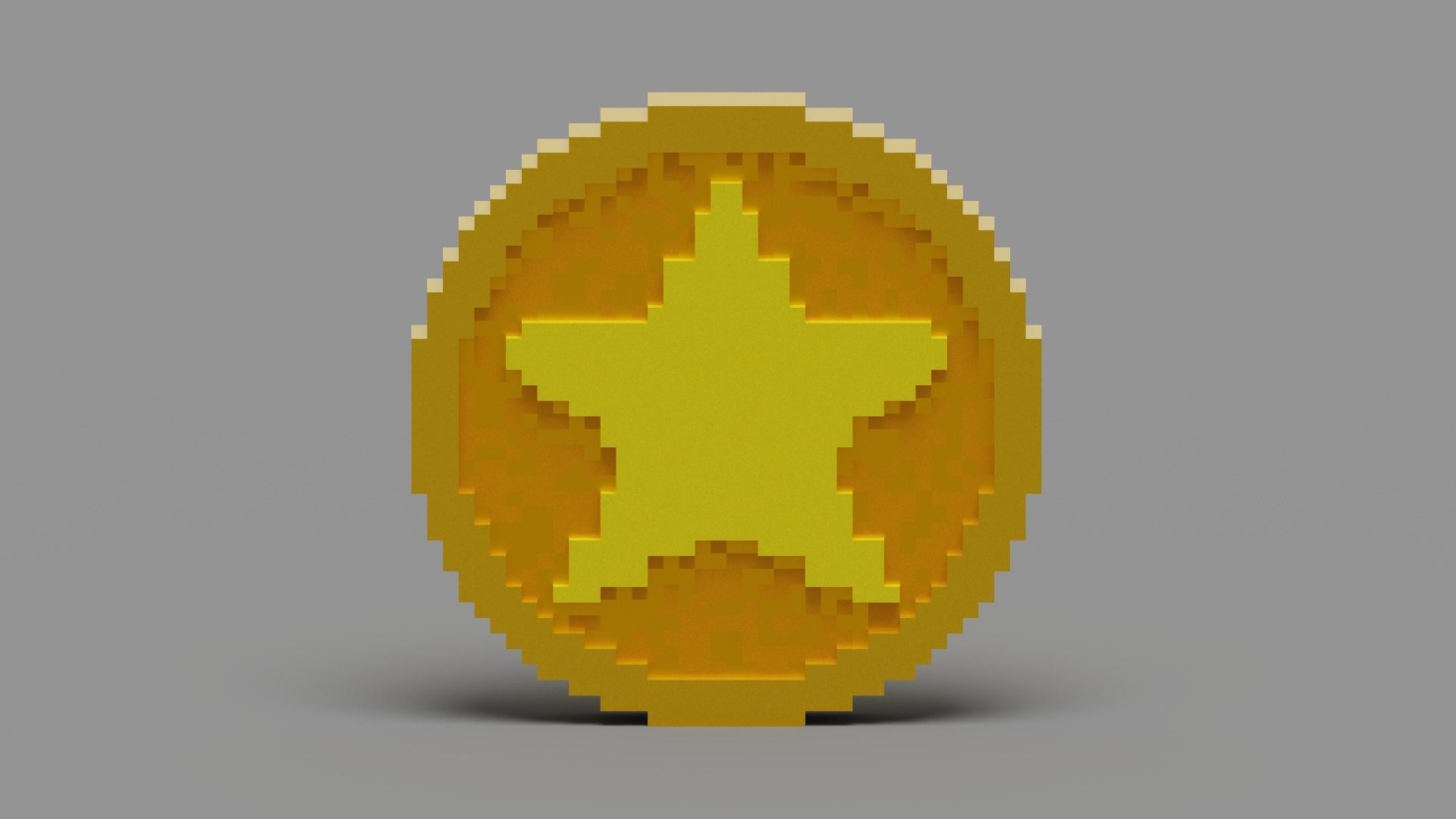 Voxel Star Coin Low-poly 3D model_1