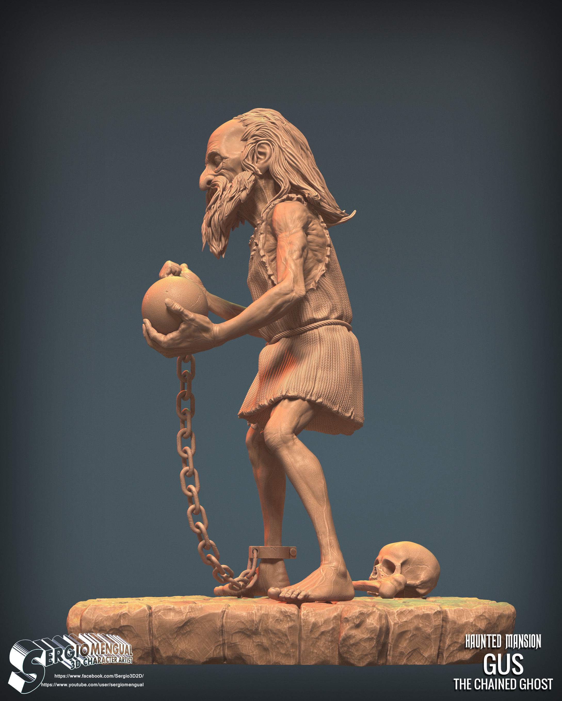 Haunted Mansion Gus The Chained Ghost 3D Printable Sculpt 3D print model_3