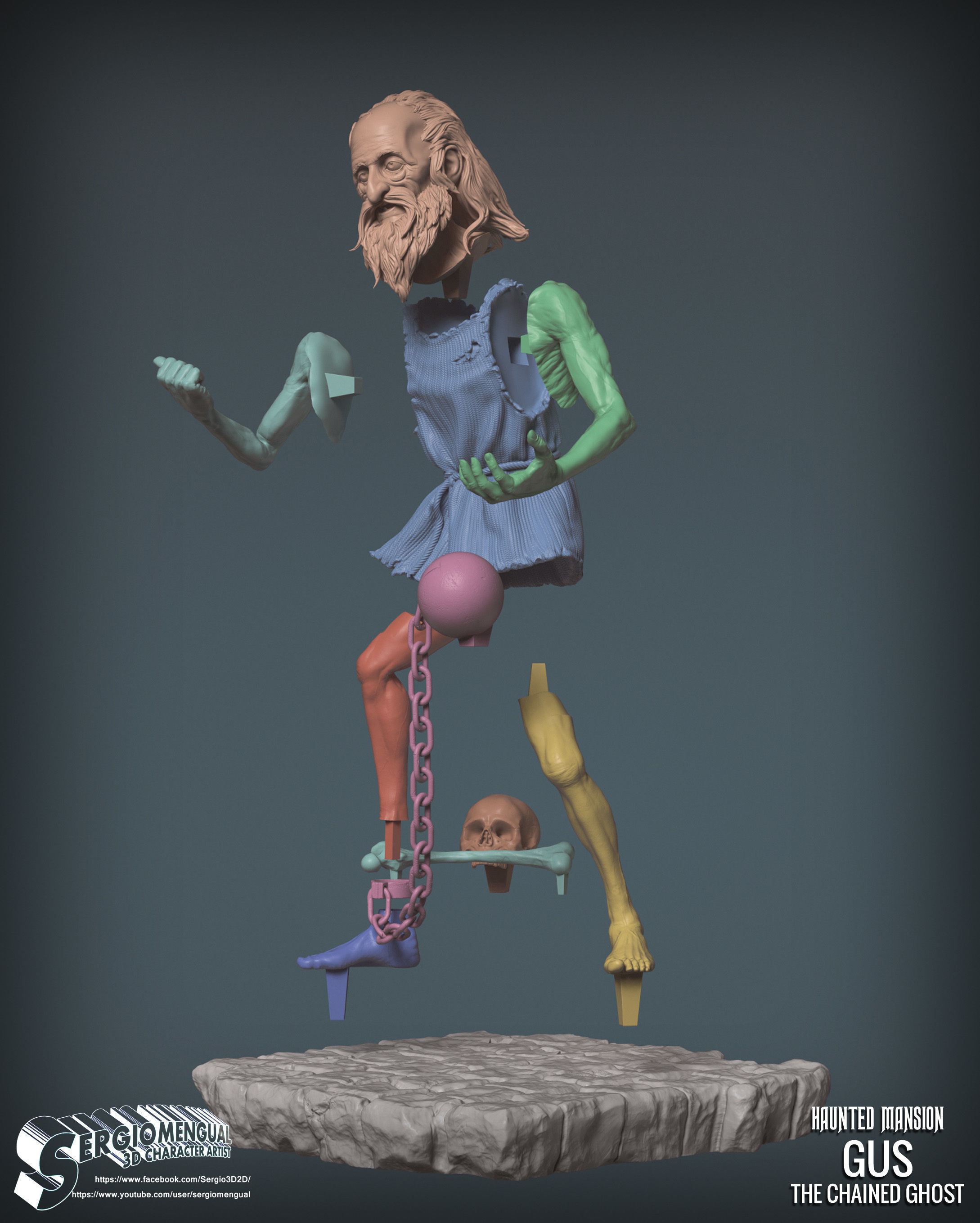 Haunted Mansion Gus The Chained Ghost 3D Printable Sculpt 3D print model_9