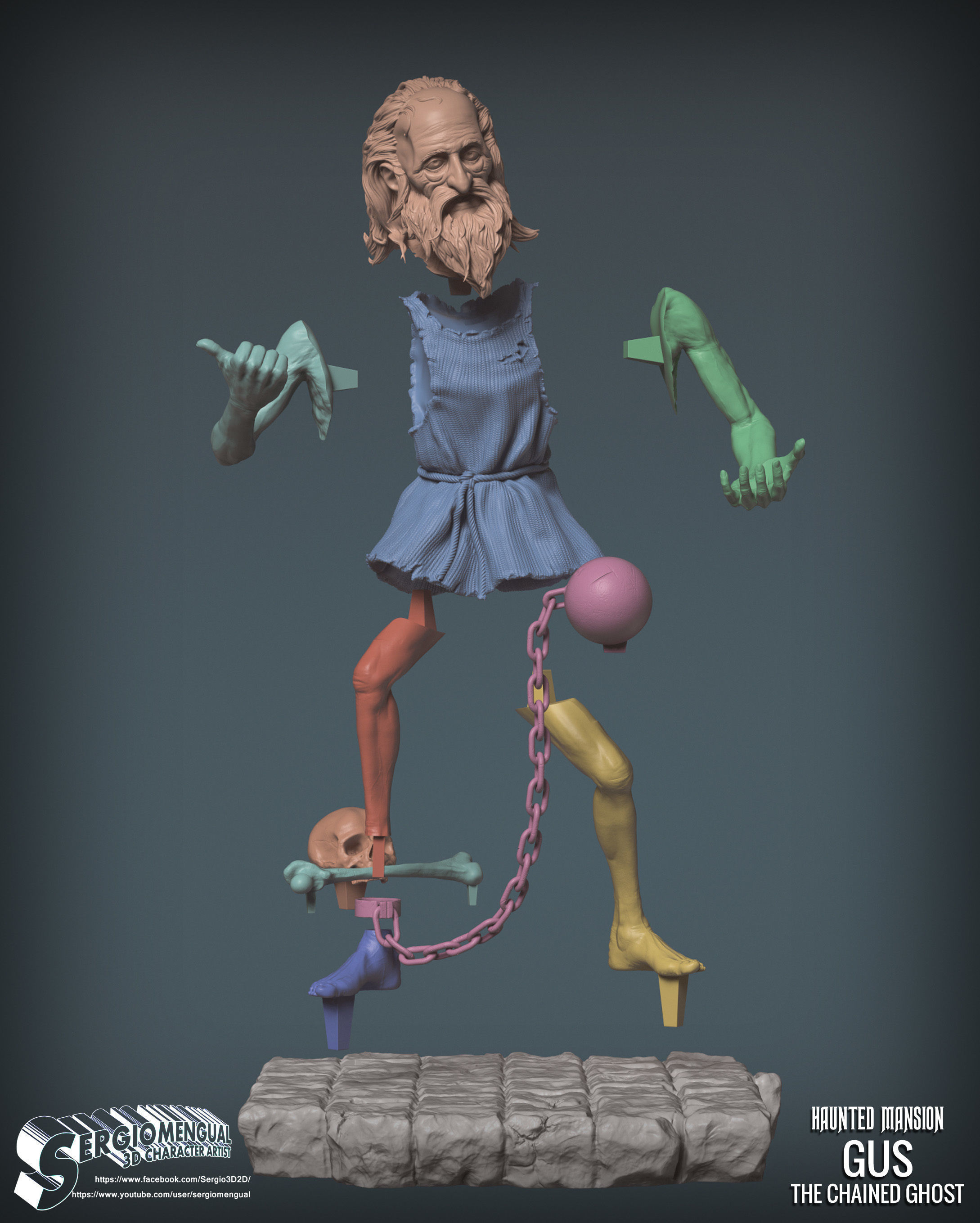 Haunted Mansion Gus The Chained Ghost 3D Printable Sculpt 3D print model_11