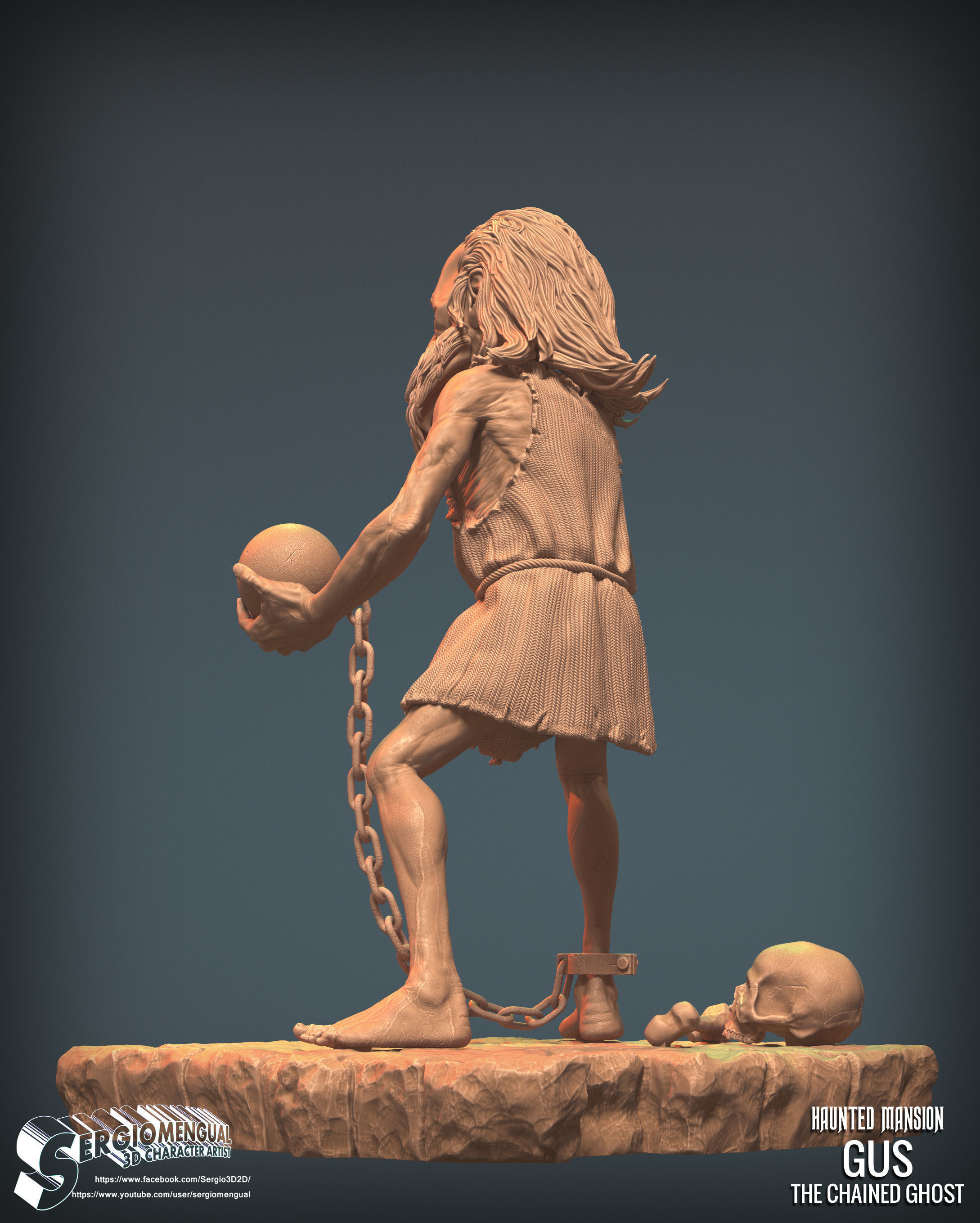 Haunted Mansion Gus The Chained Ghost 3D Printable Sculpt 3D print model_4