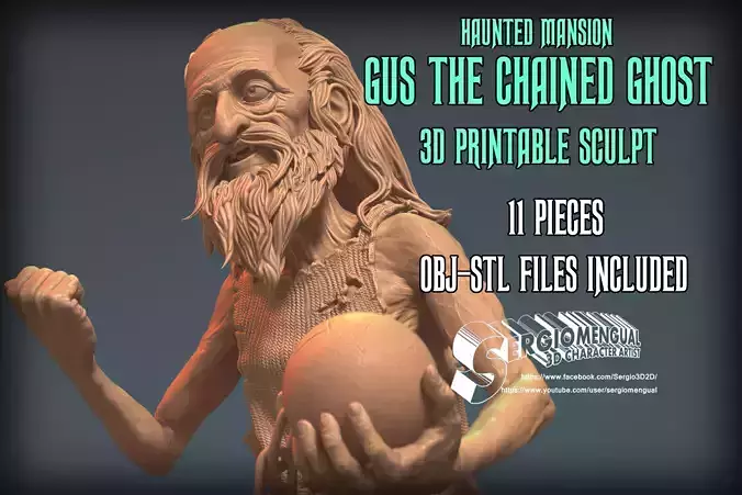 Haunted Mansion Gus The Chained Ghost 3D Printable Sculpt 3D print model