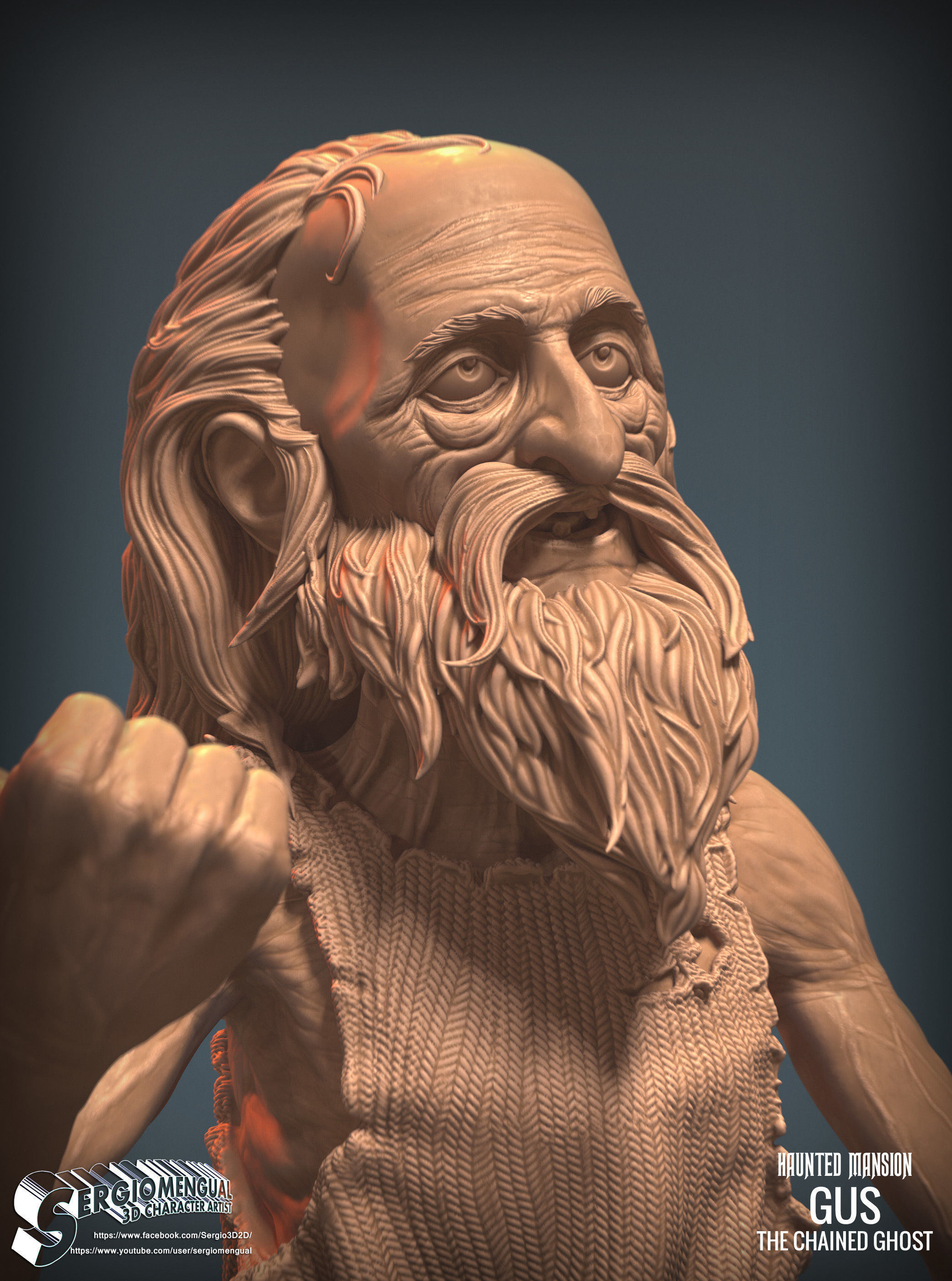 Haunted Mansion Gus The Chained Ghost 3D Printable Sculpt 3D print model_12