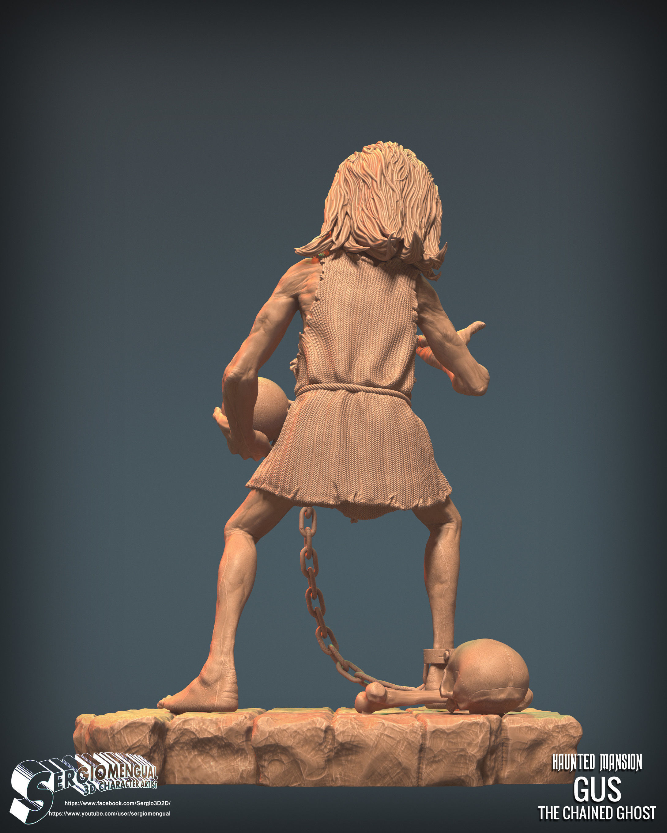 Haunted Mansion Gus The Chained Ghost 3D Printable Sculpt 3D print model_5