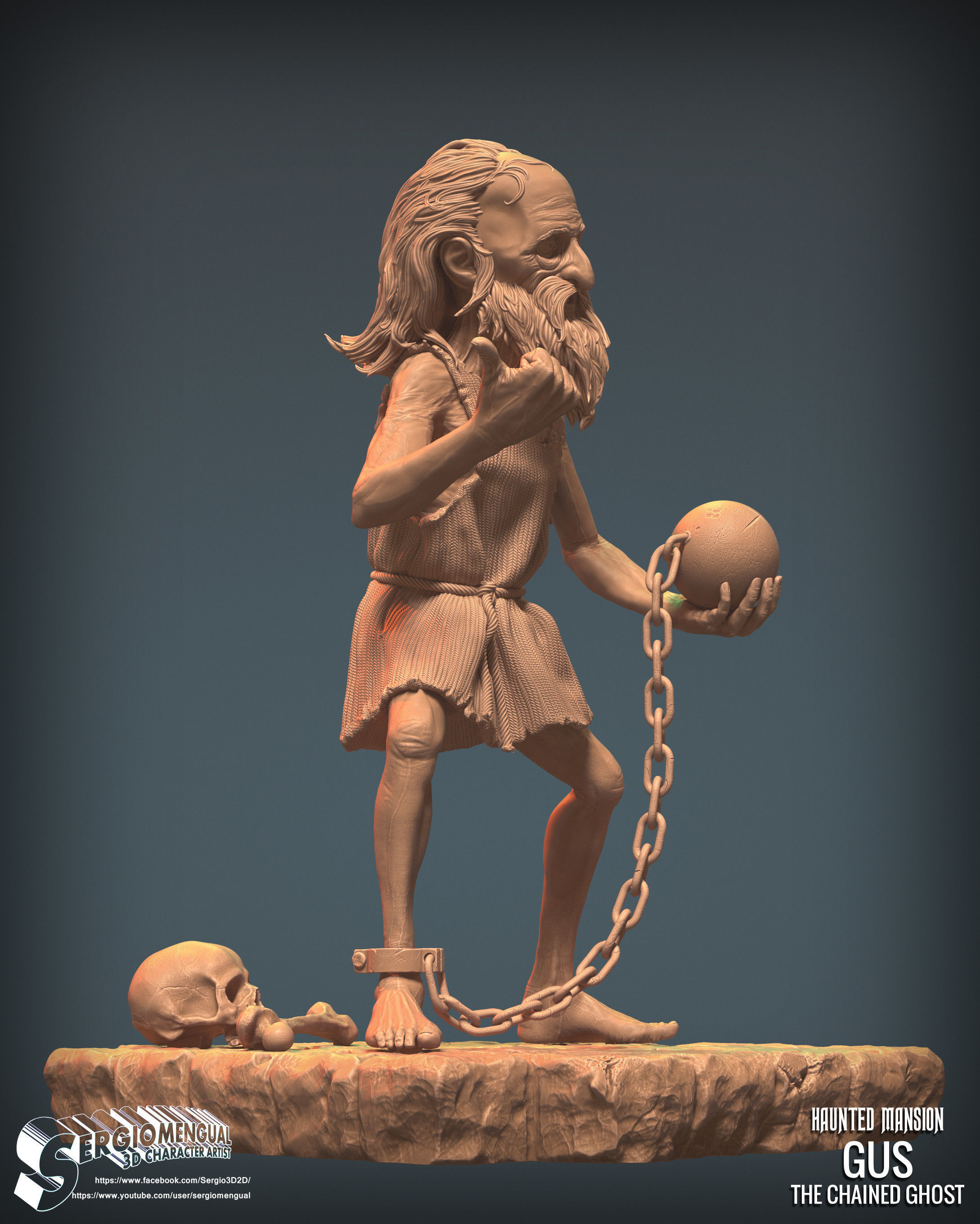 Haunted Mansion Gus The Chained Ghost 3D Printable Sculpt 3D print model_8