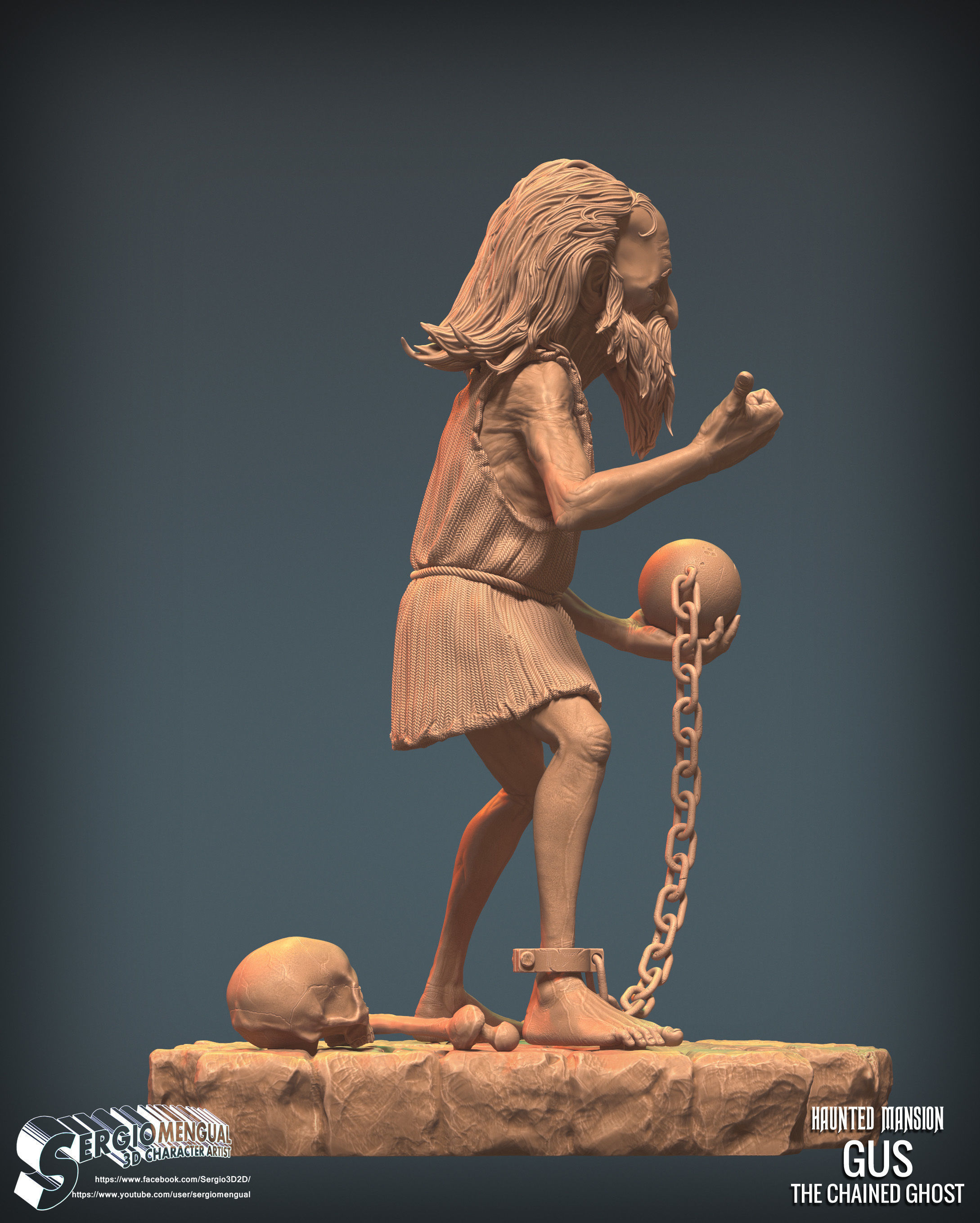 Haunted Mansion Gus The Chained Ghost 3D Printable Sculpt 3D print model_7