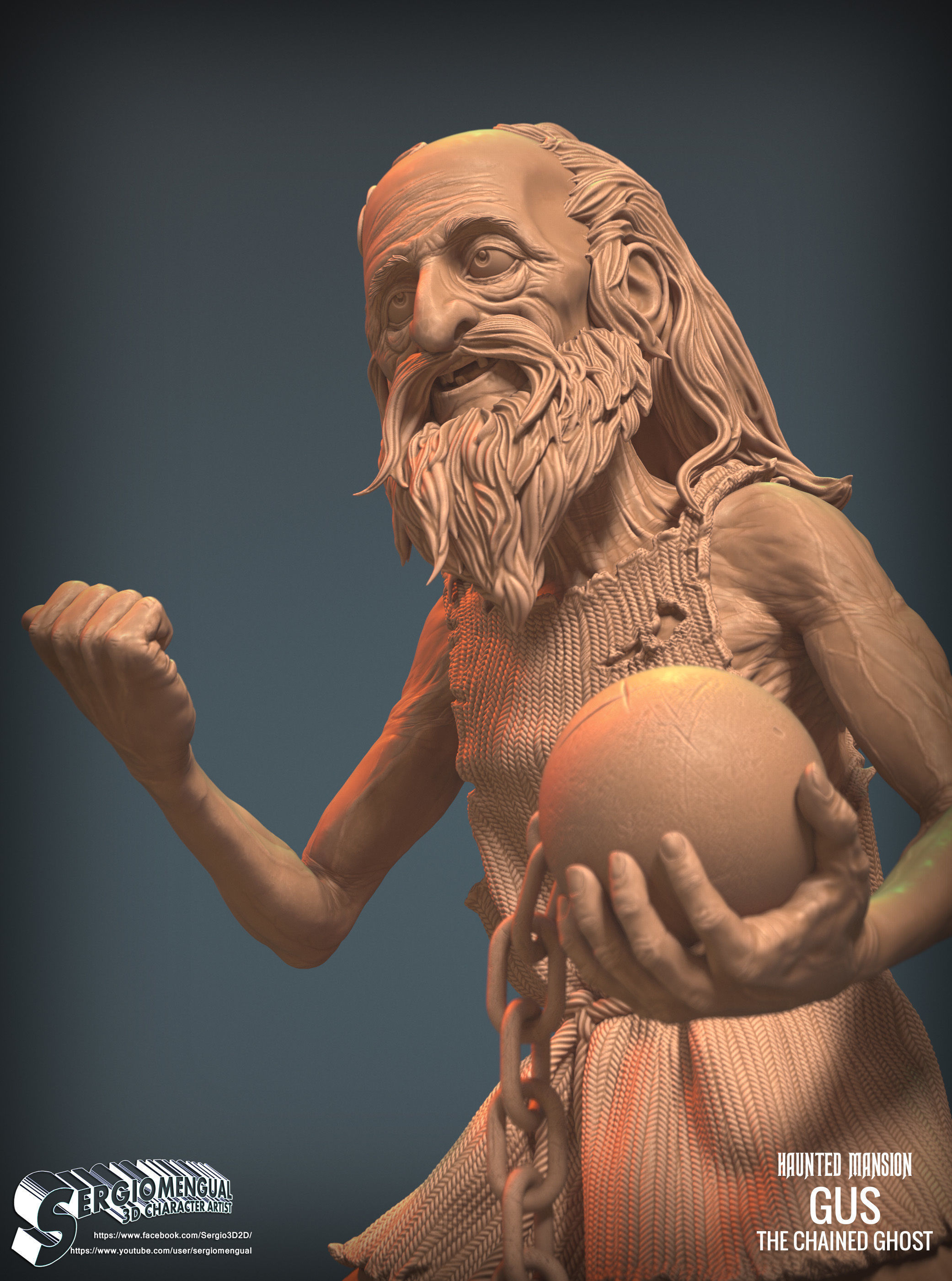 Haunted Mansion Gus The Chained Ghost 3D Printable Sculpt 3D print model_16