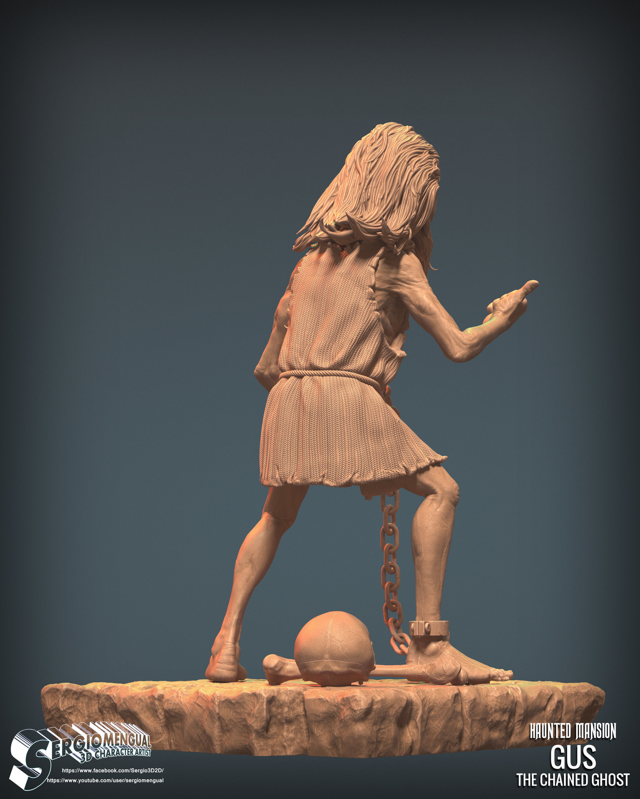 Haunted Mansion Gus The Chained Ghost 3D Printable Sculpt 3D print model_6