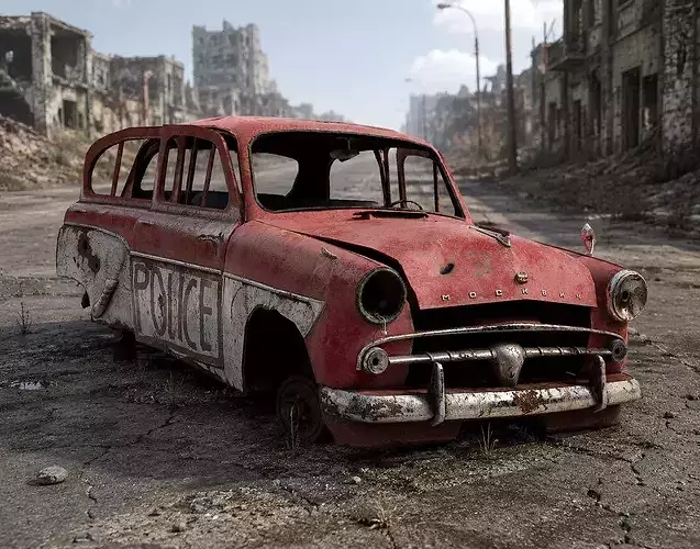 car ruined damaged m407 rusty vintage Game ready PBR iv7 Low-poly 3D model