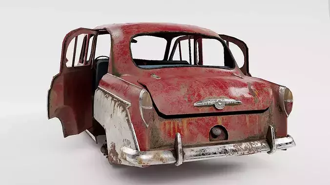 car ruined damaged m407 rusty vintage Game ready PBR iv7 Low-poly 3D model 3