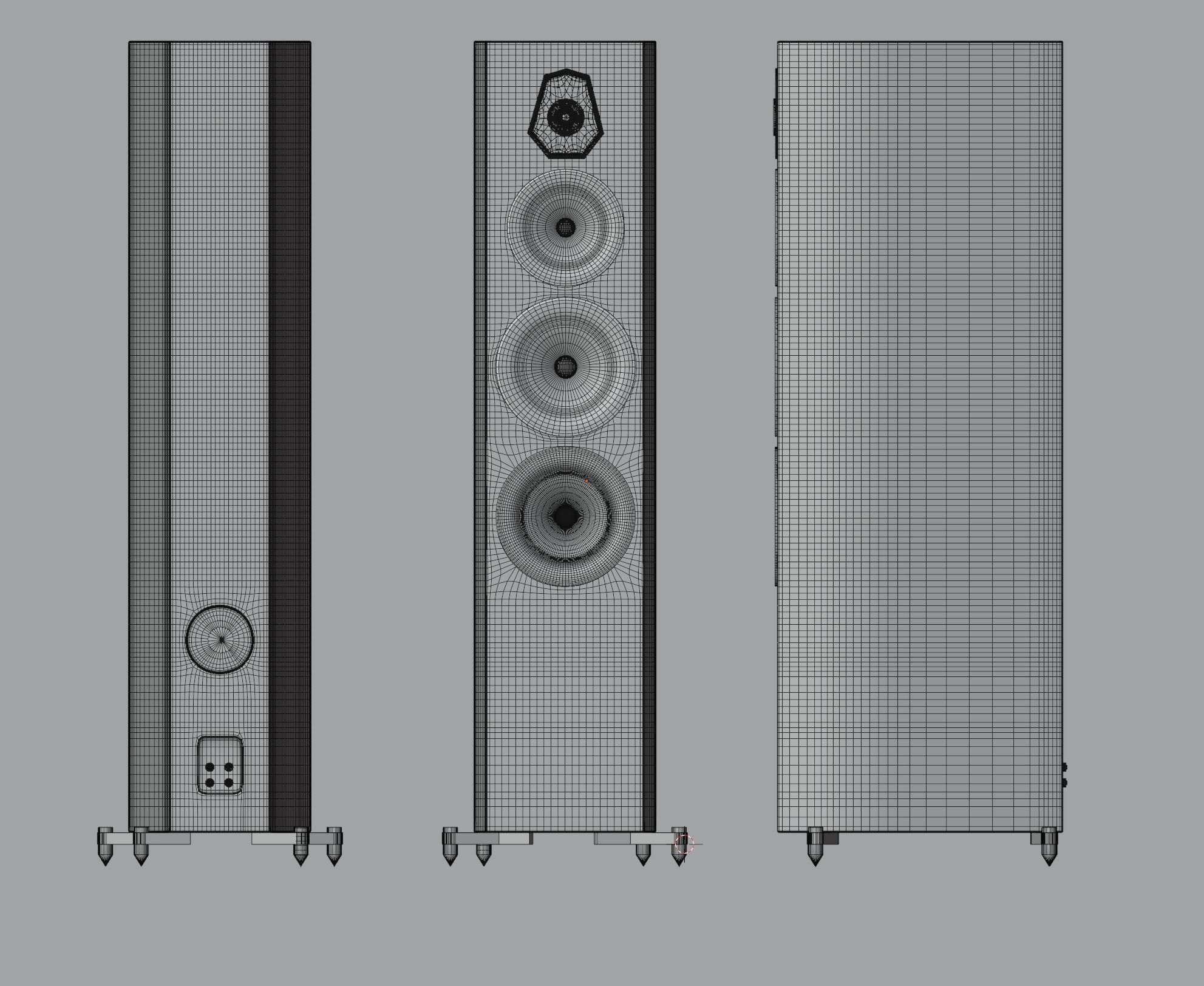Speakers three wooden 3D model_2