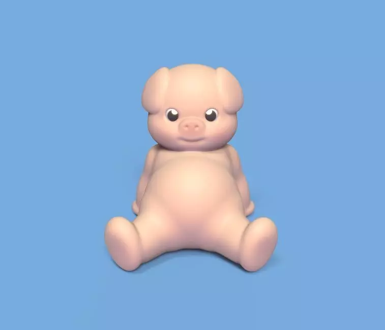 Cute Resting Pig 3D print model_0