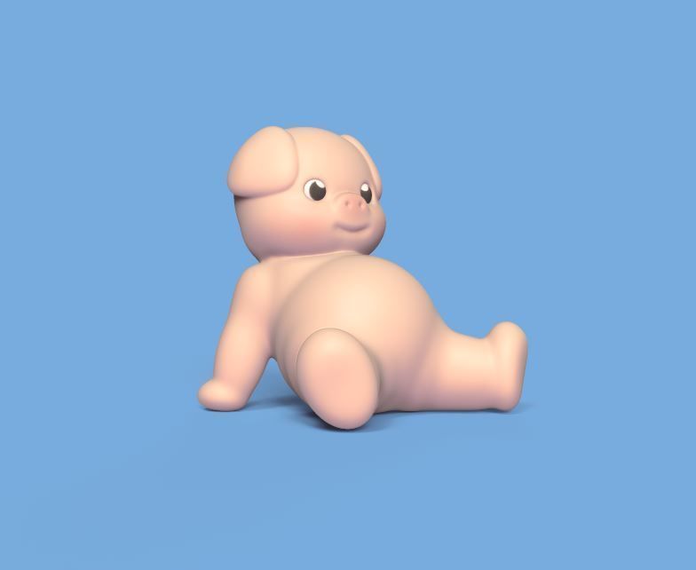 Cute Resting Pig 3D print model_1