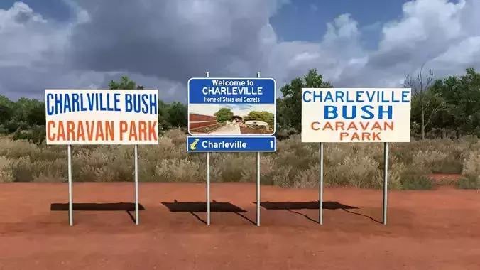 Australian Blue Information Road Signs Low-poly 3D model