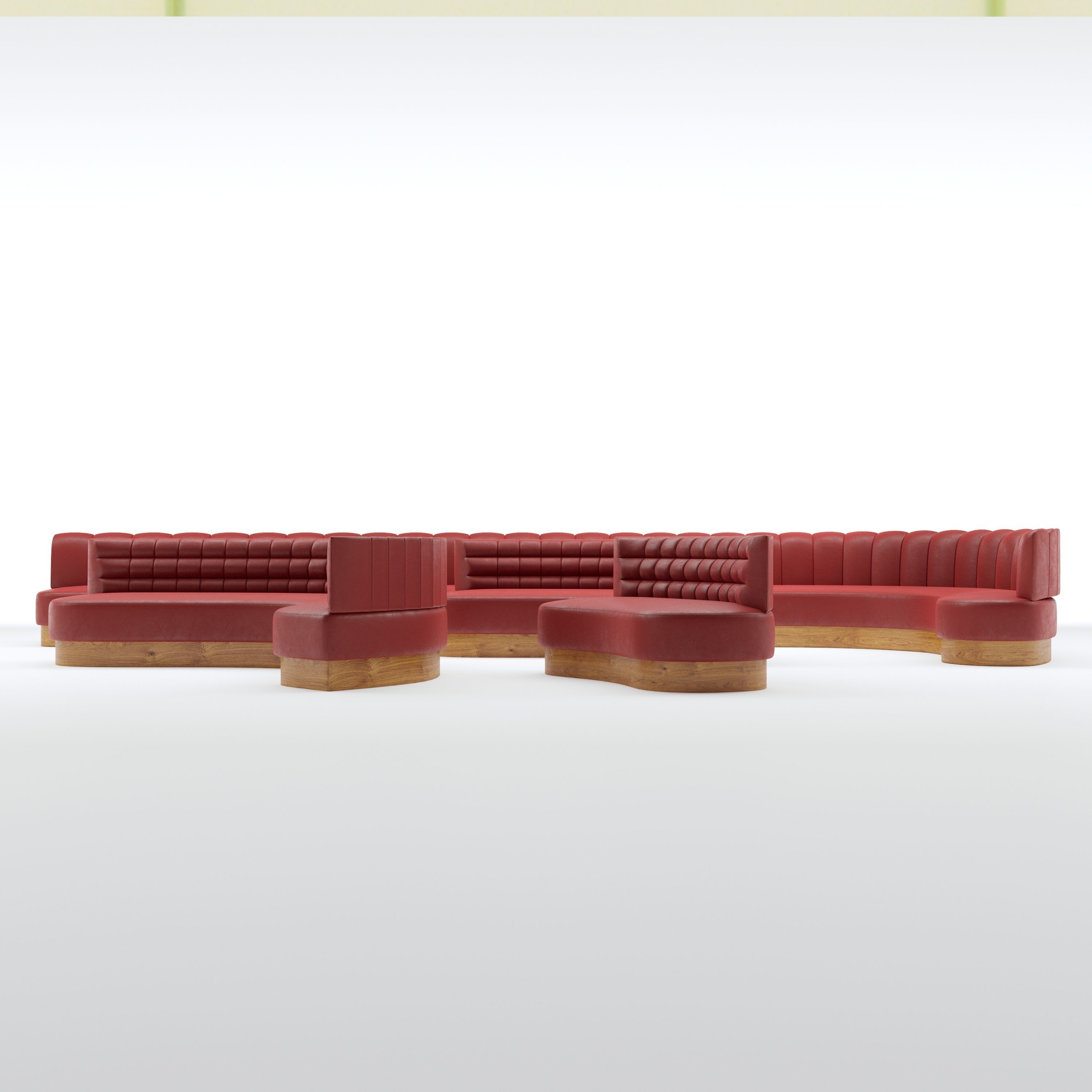 Banquette Seating with different sizes and curves 3D model_12