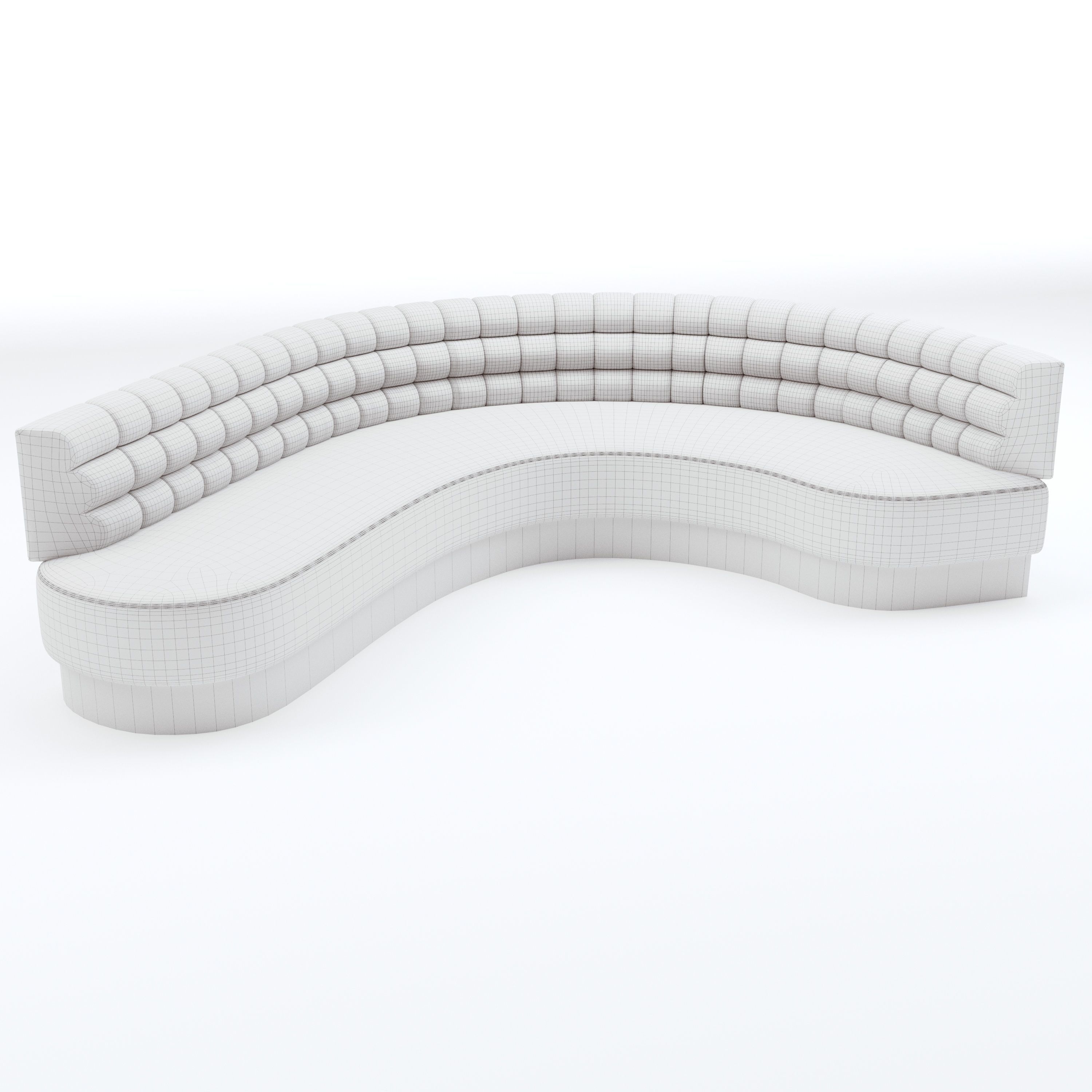 Banquette Seating with different sizes and curves 3D model_7