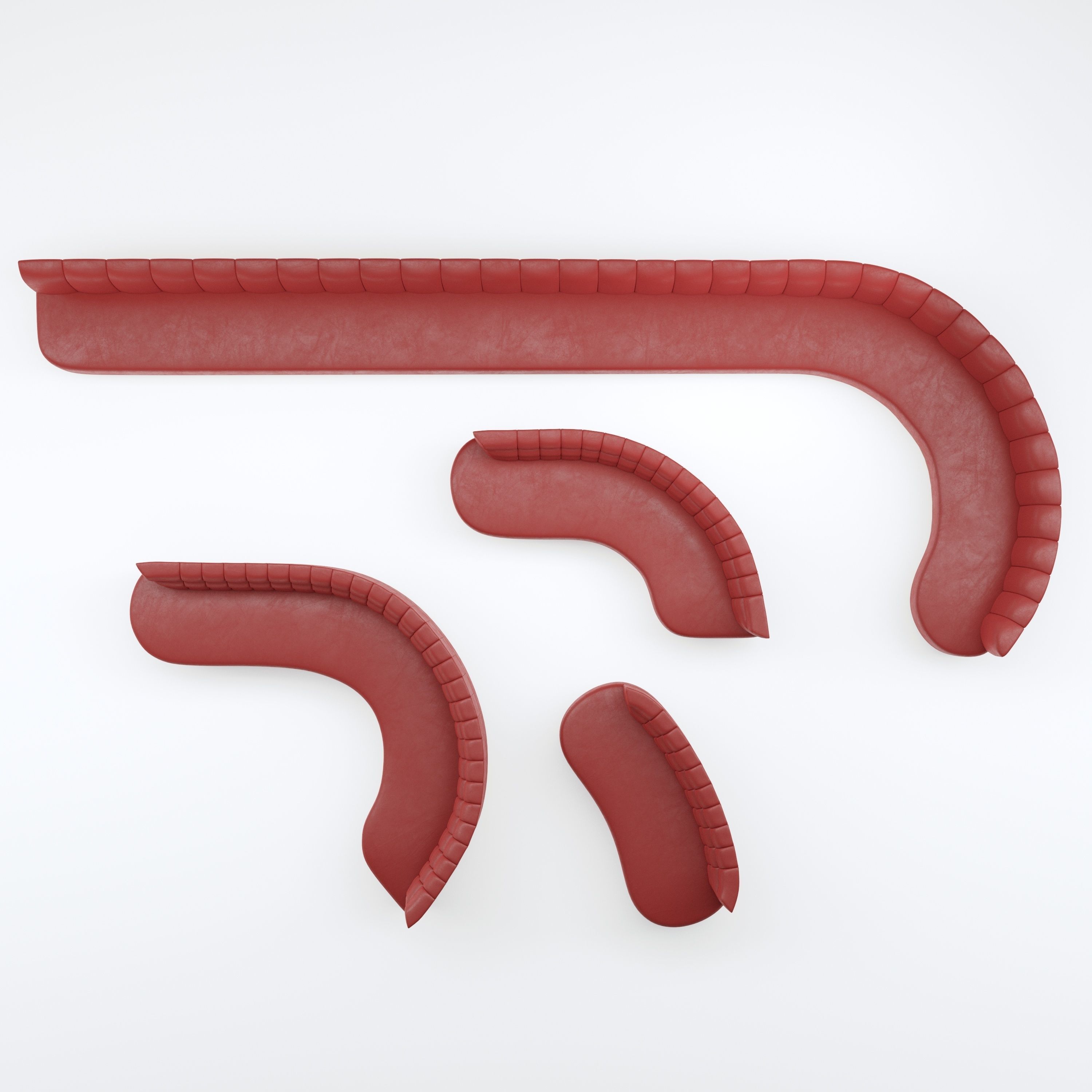 Banquette Seating with different sizes and curves 3D model_13