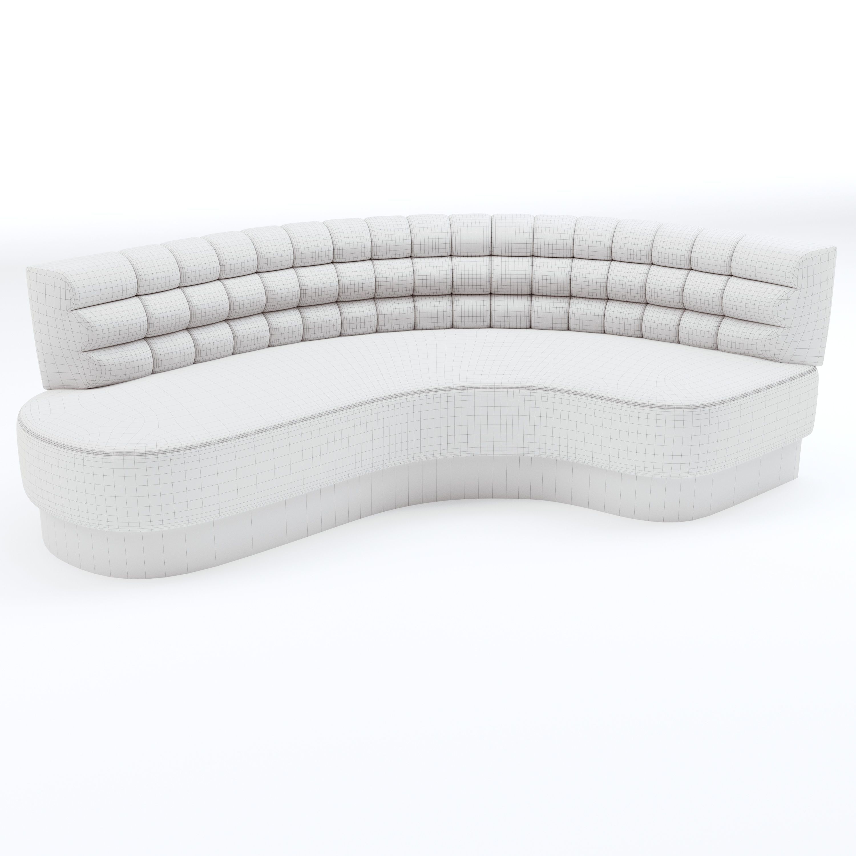 Banquette Seating with different sizes and curves 3D model_9