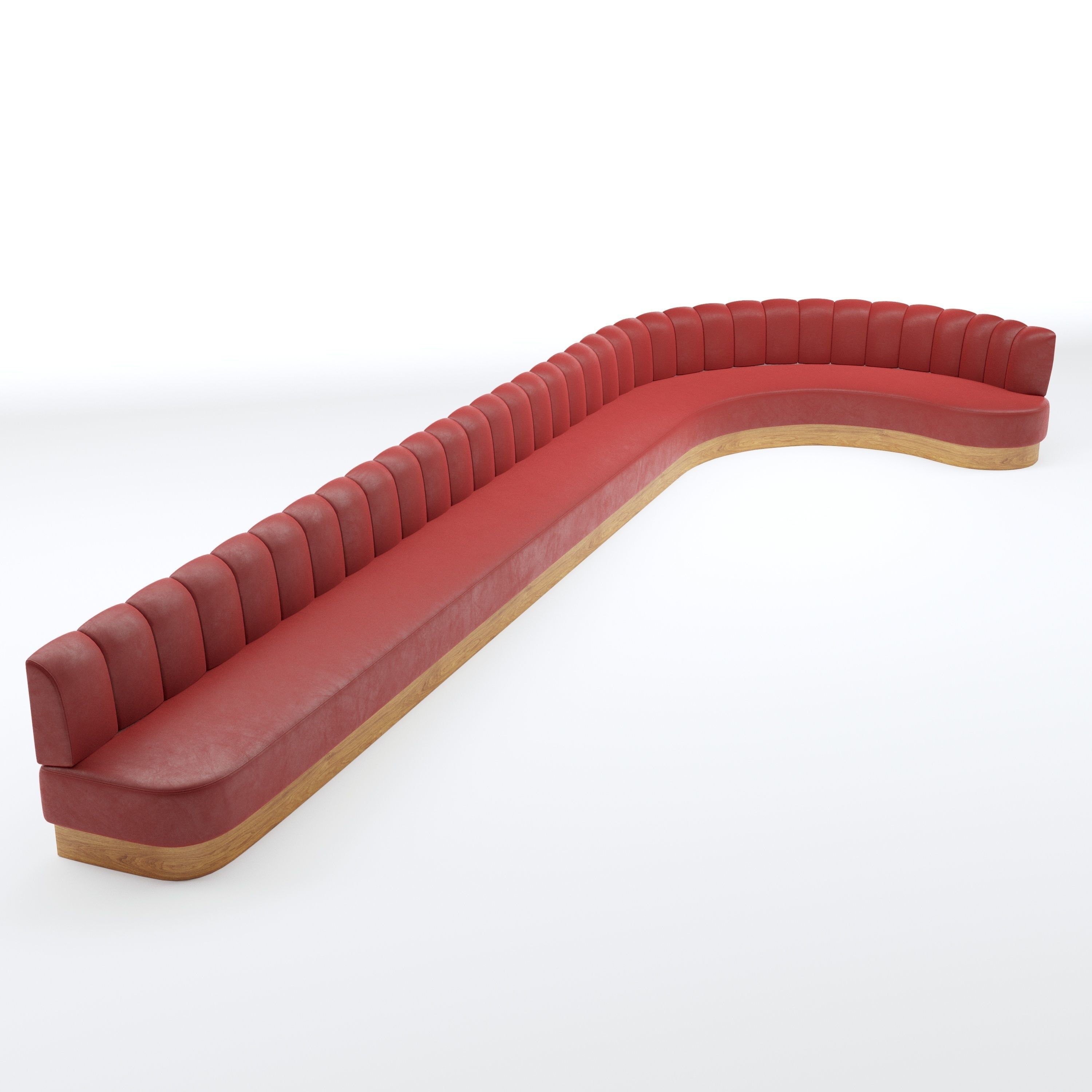 Banquette Seating with different sizes and curves 3D model_4