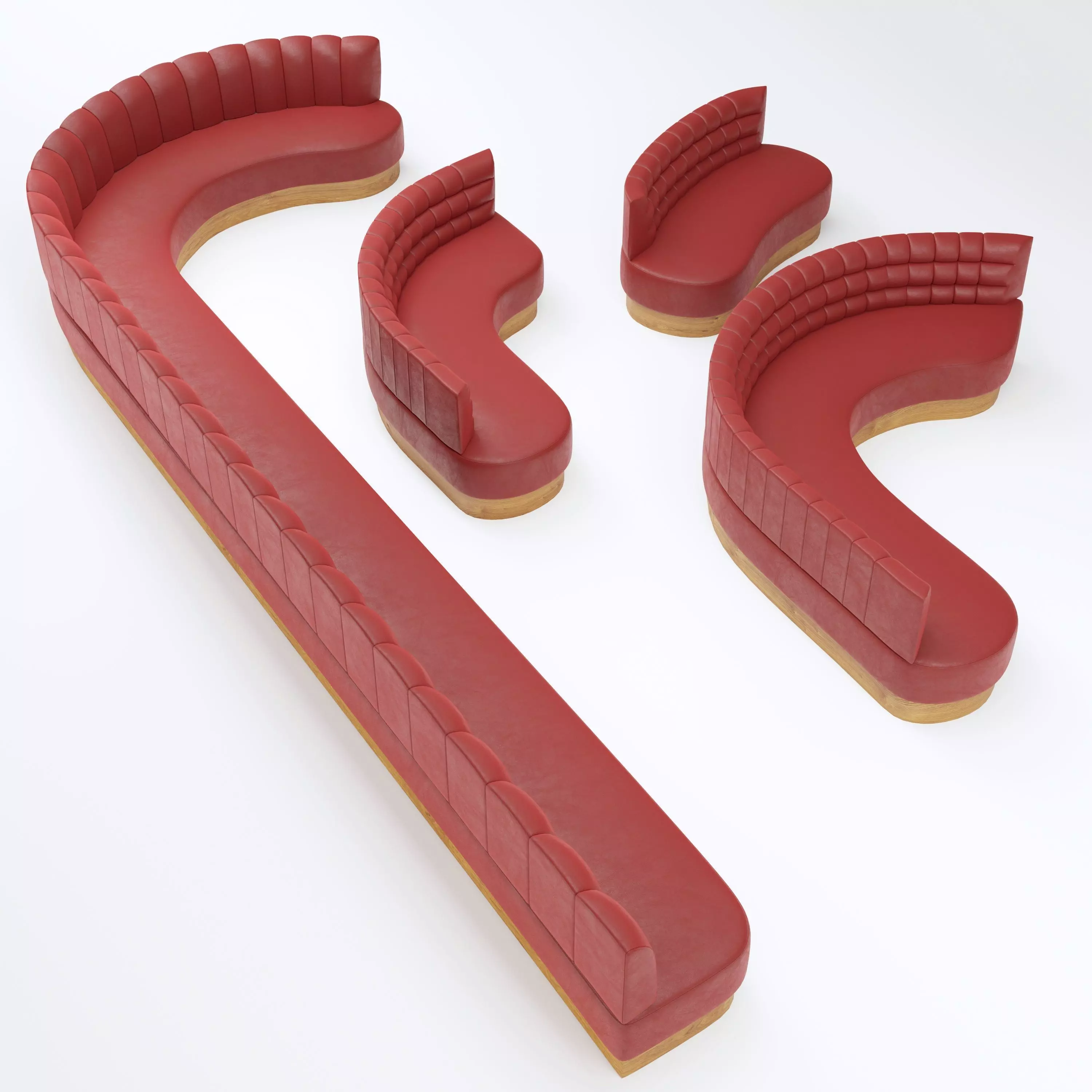 Banquette Seating with different sizes and curves 3D model_0