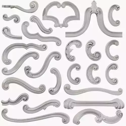 Collection of 25 swirl carved elements Part1 3D model