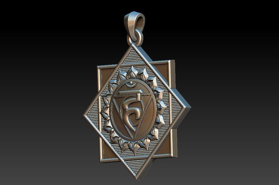 Vishuddha Chakra Pendant 3D print model_9