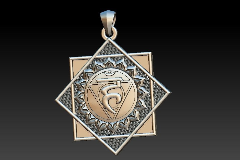 Vishuddha Chakra Pendant 3D print model_10