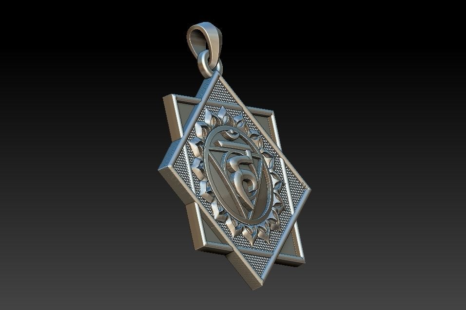 Vishuddha Chakra Pendant 3D print model_16