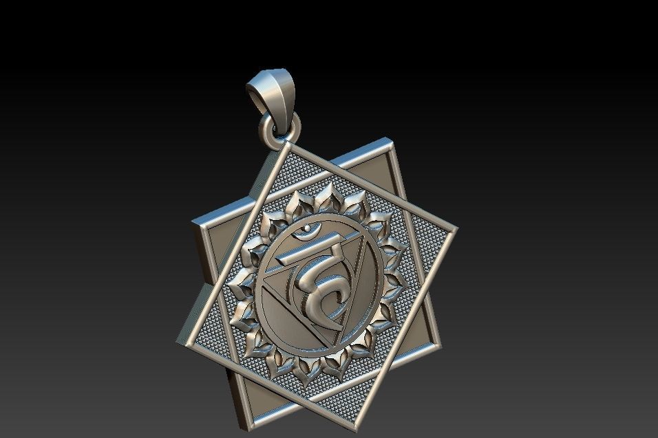 Vishuddha Chakra Pendant 3D print model_12