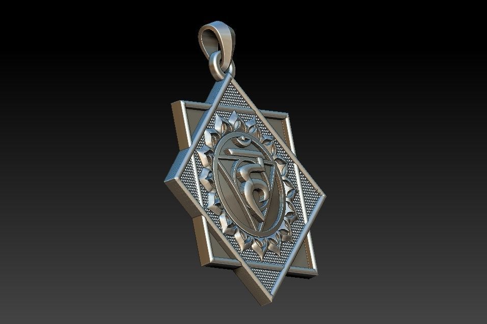 Vishuddha Chakra Pendant 3D print model_13