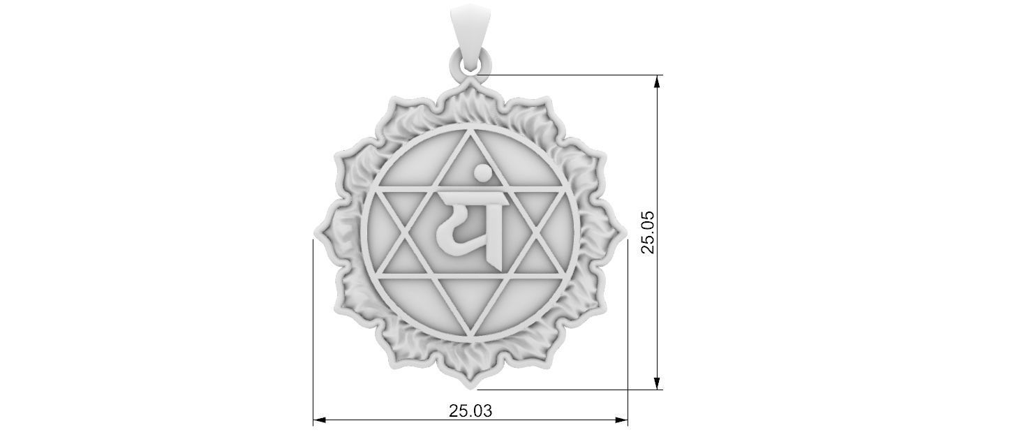 Anahata Chakra Pendant 3D print model_9