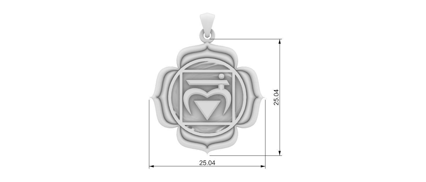 Muladhara Chakra Pendant 3D print model_5