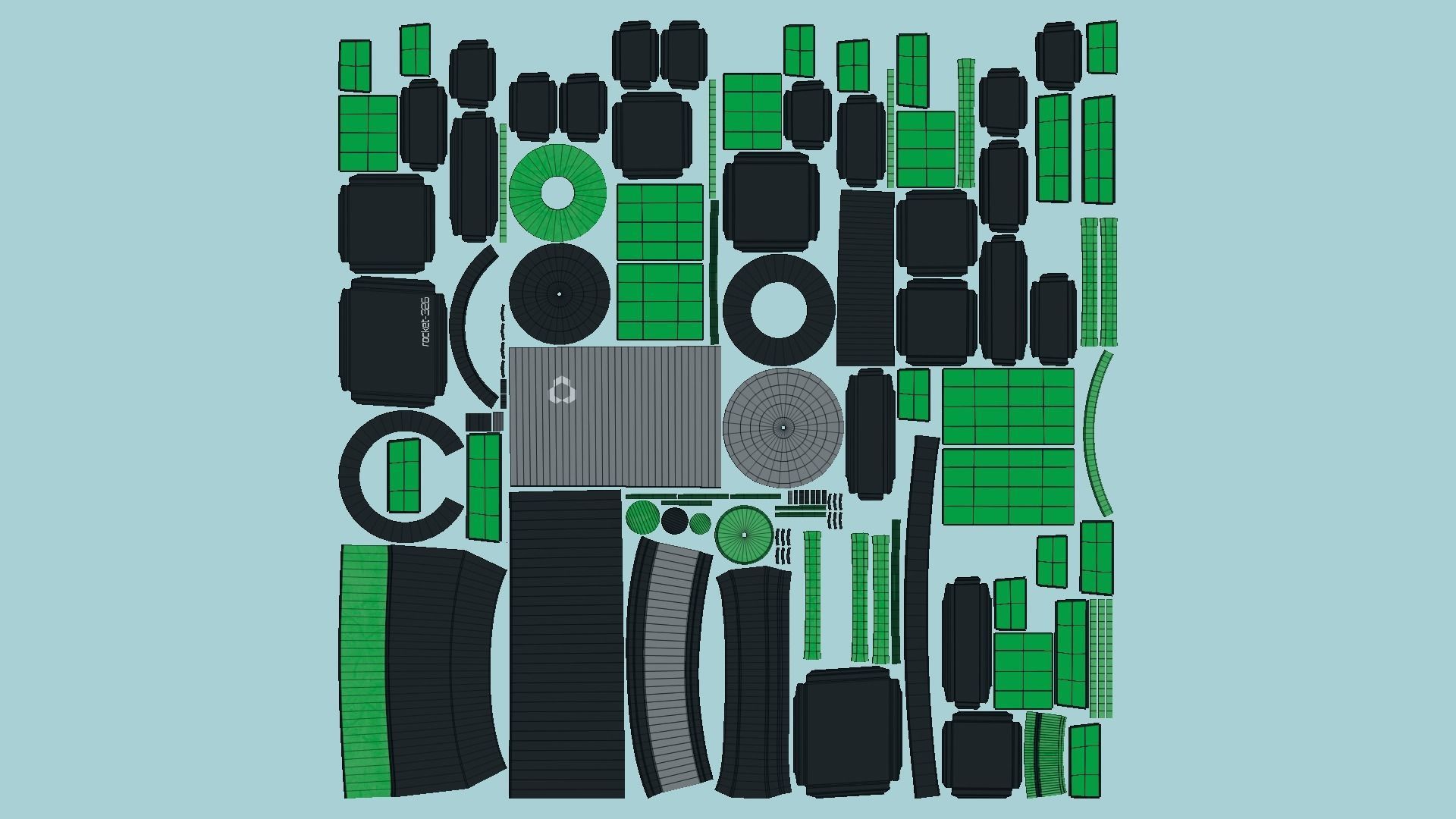 Satellite C01 Black Green - SciFi Space Design Low-poly 3D model_5