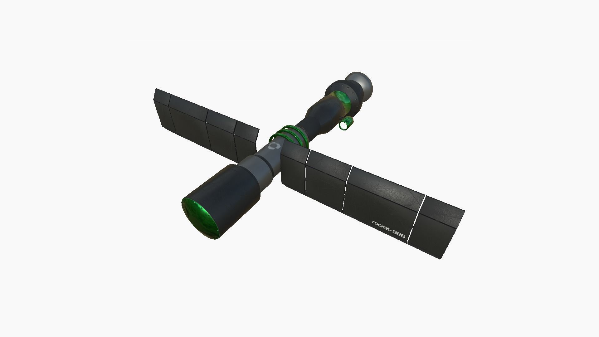 Satellite C01 Black Green - SciFi Space Design Low-poly 3D model_1