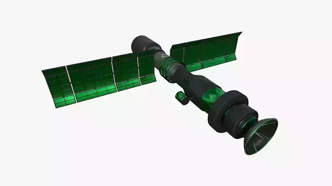 Satellite C01 Black Green - SciFi Space Design Low-poly 3D model