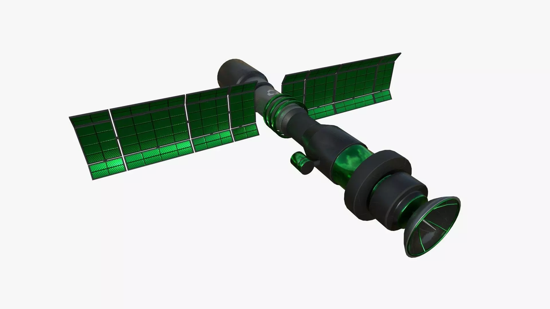 Satellite C01 Black Green - SciFi Space Design Low-poly 3D model_0