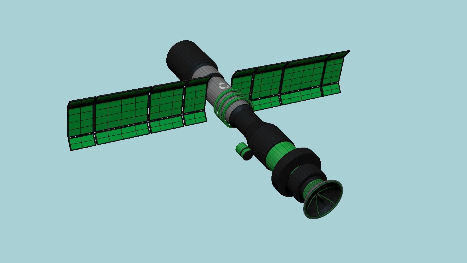 Satellite C01 Black Green - SciFi Space Design Low-poly 3D model_6