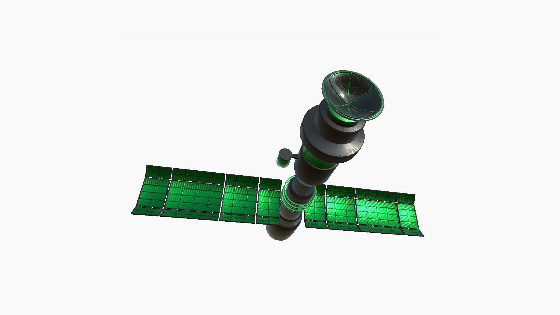 Satellite C01 Black Green - SciFi Space Design Low-poly 3D model_2