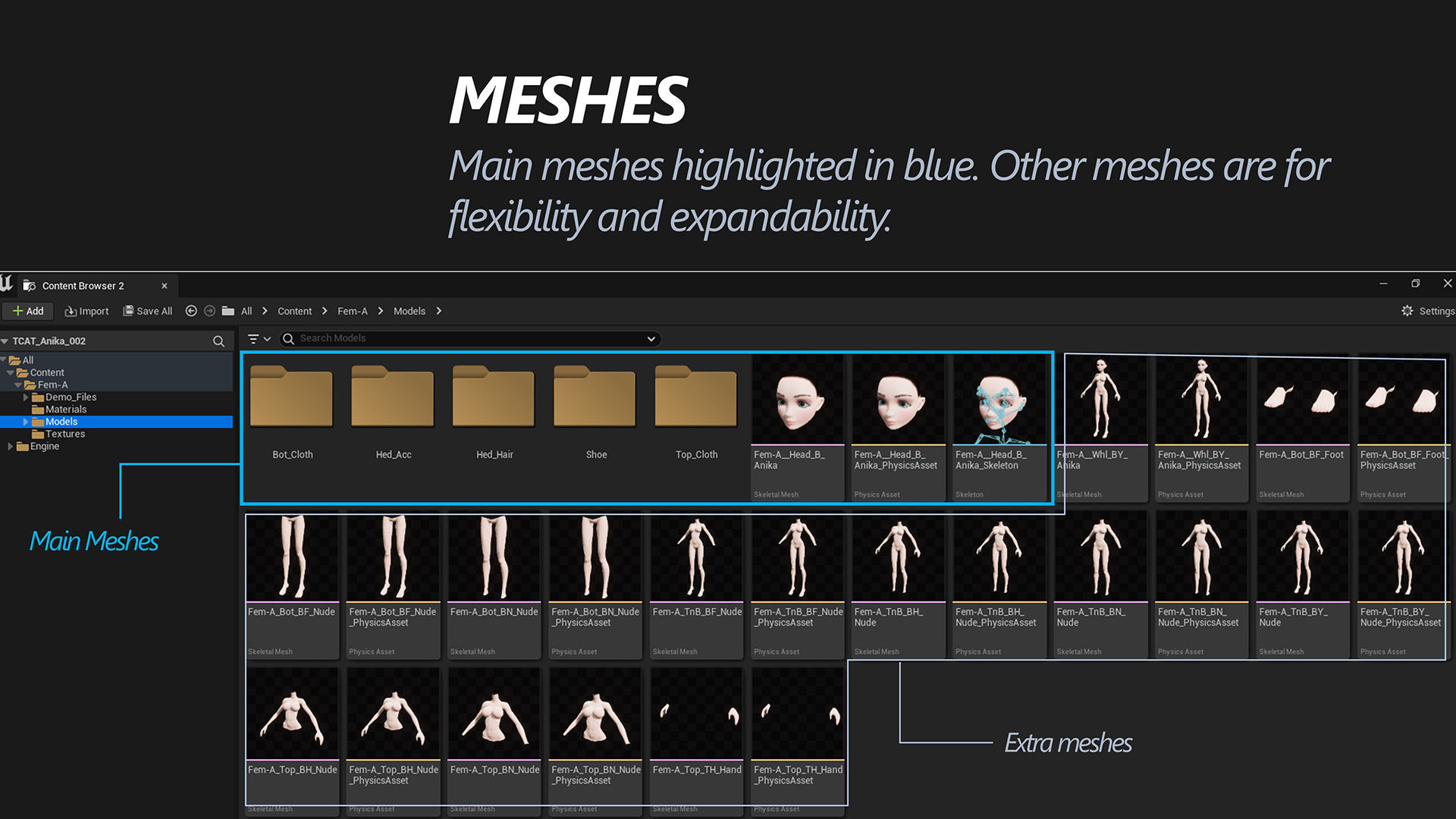 Anika Modular School Girl for Unreal Low-poly 3D model_20