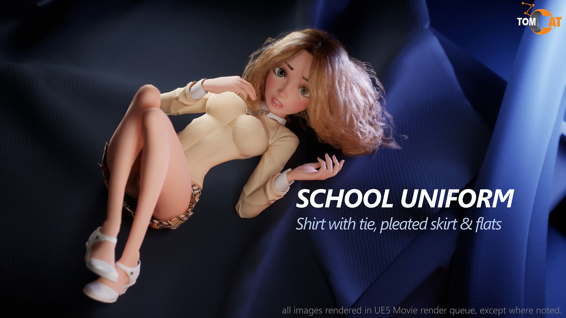 Anika Modular School Girl for Unreal Low-poly 3D model_6