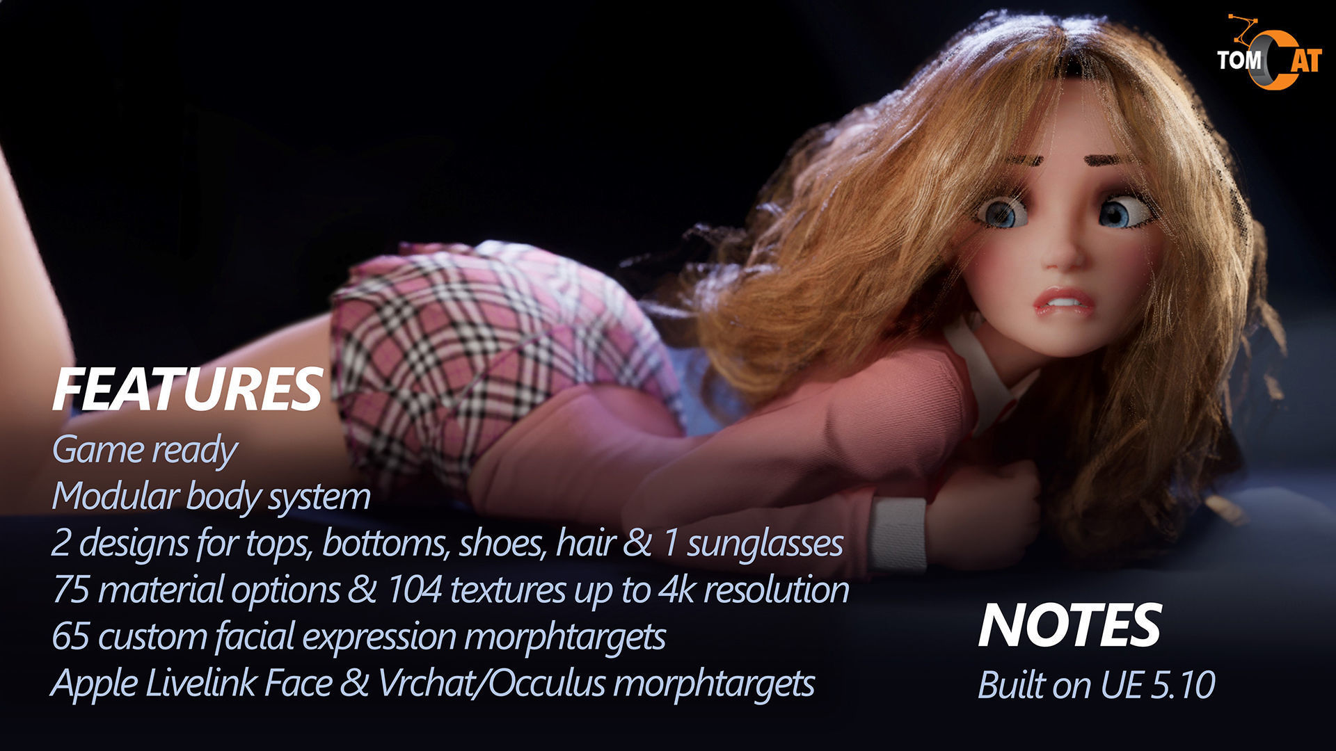 Anika Modular School Girl for Unreal Low-poly 3D model_5