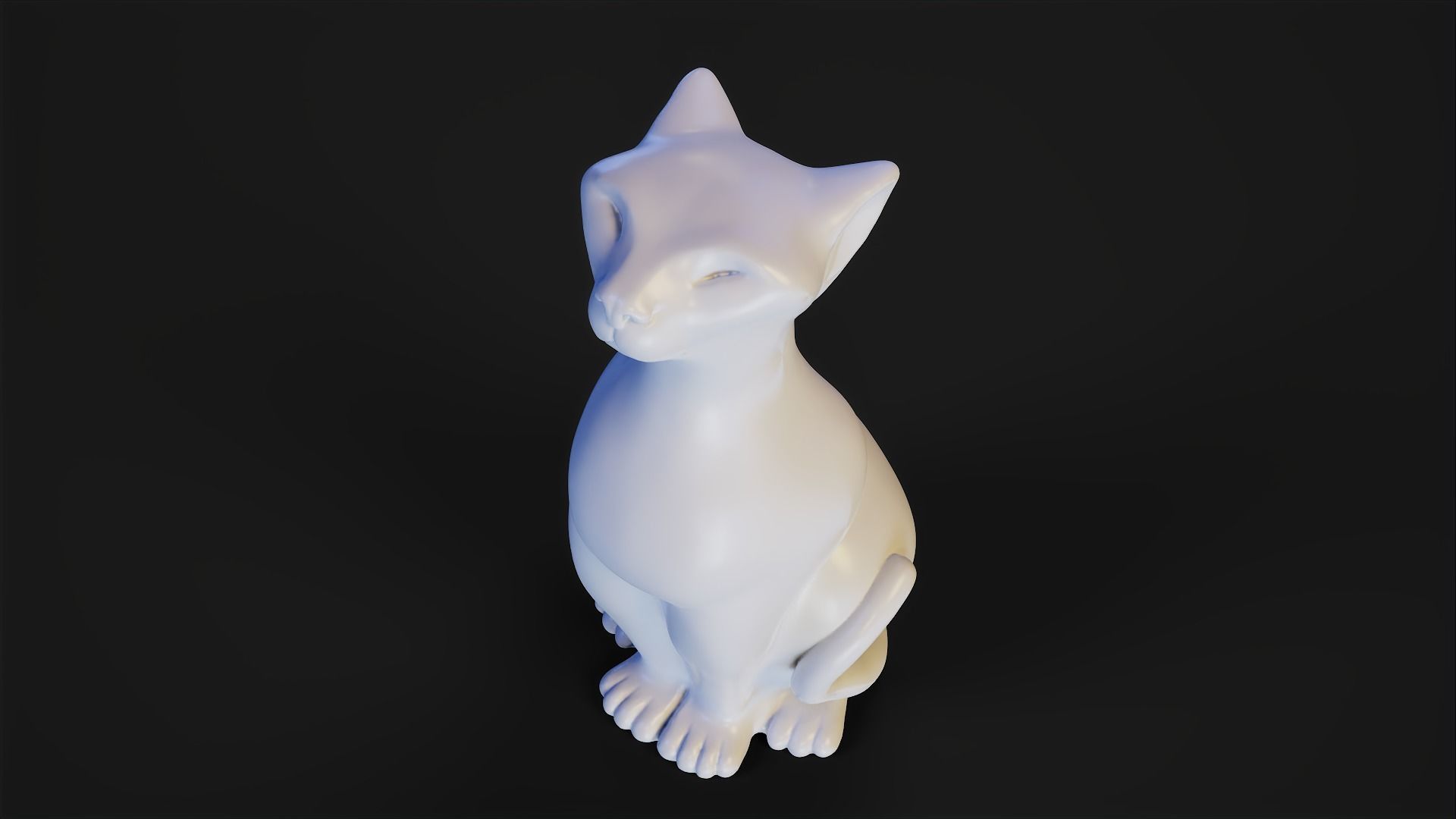 Sitting Cat Figurine 3D print model_9